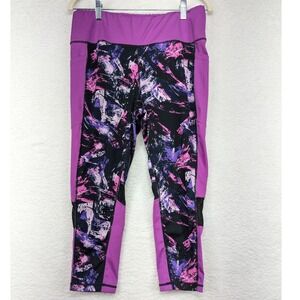 Rise By LuLaRoe XL Capri‎ Leggings Purple Black Abstract Athleisure Activewear